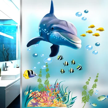 Armas Dophin Sealifes Seina Kleebised Kala Tank Vannituba Kodu Kaunistamiseks Diy Veekindel Loomade Pannoo Kunst Lapsed Seina Kleebised