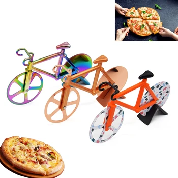 Pizza Lõikur Nuga Kahe-või kolmerattaliste Jalgrataste Kuju Uus Disain Pizza Nuga Pizza Lõikamise Nuga Pizza Vahend Jalgrattaga Ringi Kuld Laser Oranž