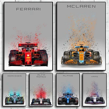 Vormel-1 Retro Auto Plakat Akvarell Racing F1 Plakatid Lõuendile Maali Seina Art Home Decor Pilte Elutuba Teenetemärgi